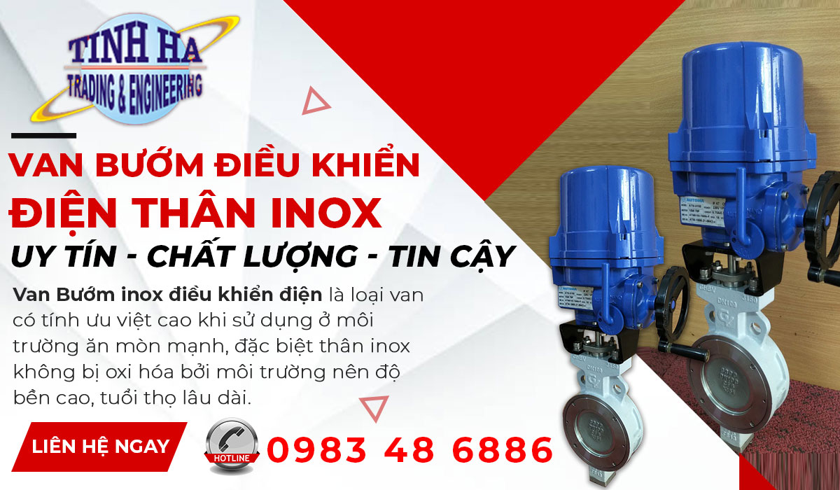 Van bướm điều khiển điện thân inox